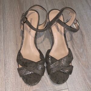 Faded Glory Snakeskin Wedge Heel Sandal Espadrille Ankle Strap
